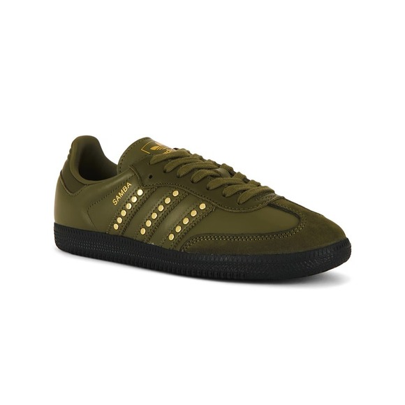 NEW adidas Samba OG Studded Stripes Womens Size 7 Dark Green/Black JR8870 Shoes - Picture 3 of 6